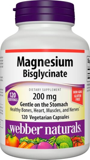Webber Naturals Magnesium Bisglycinate 200Mg Veg Capsules 120'S