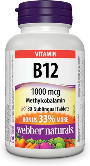 Webber Naturals B12 Methycobalamine 1000Mcg Sublingual Tablets 80'S